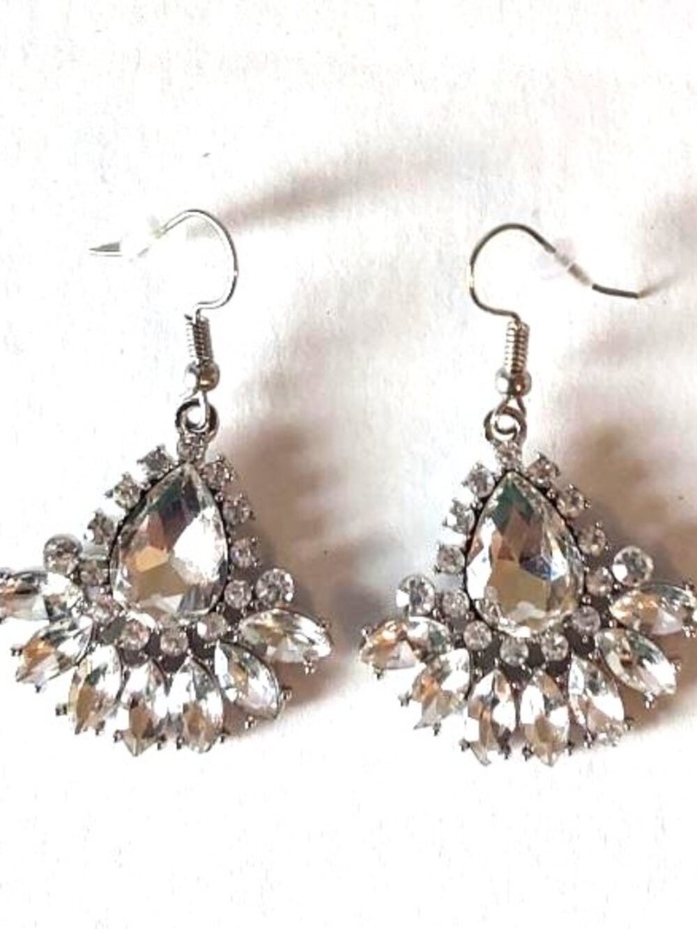 Silver-Tone Crystal Cluster Drop Earrings